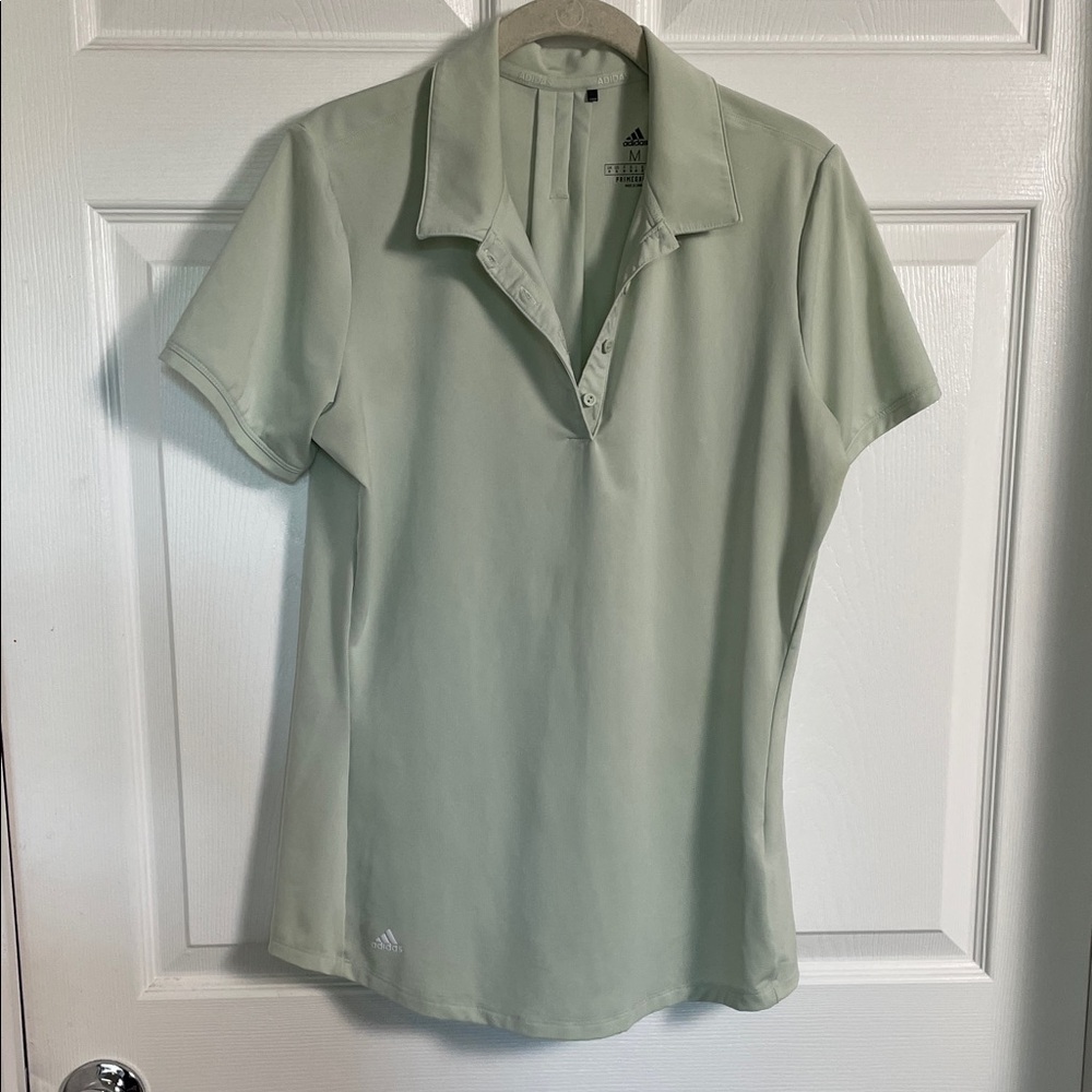 LAST CALL Adidas Women's Golf Prime Green Mint Pullover Medium Polo Top Shirt